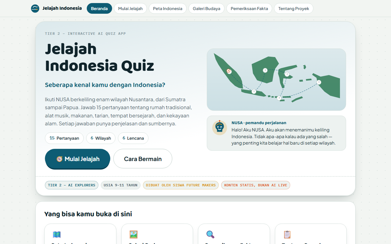 Tampilan game Jelajah Indonesia Quiz